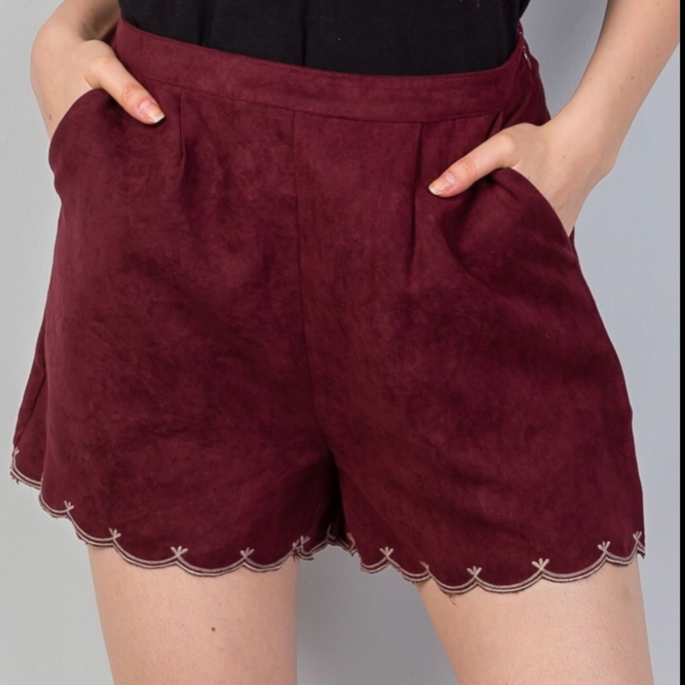 Burgundy Suede Shorts